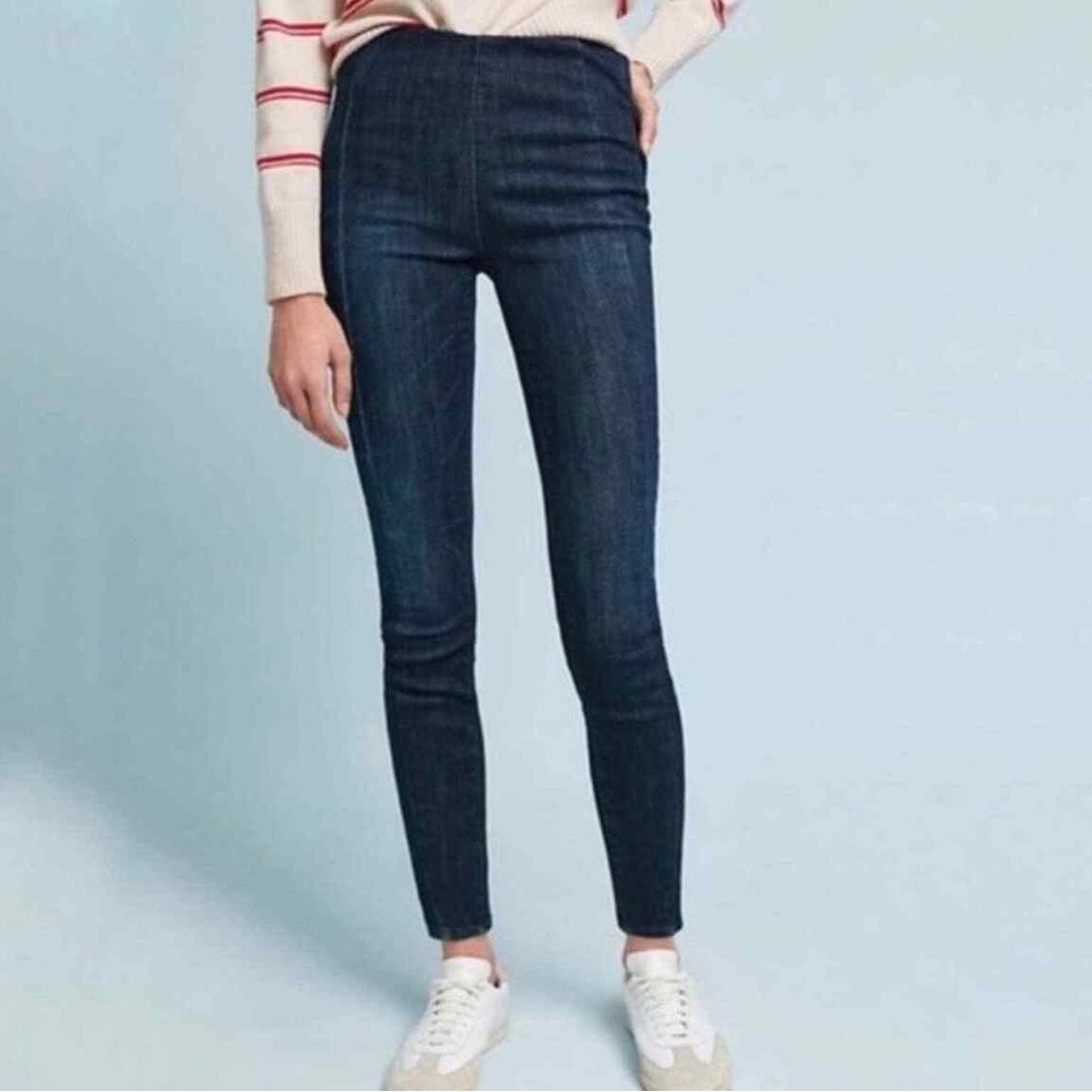 Anthropologie Pilcro and the Letterpress High-Rise Blue Denim Leggings EUC Sz 29